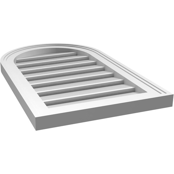Ekena Millwork Round Top Surface Mount PVC Gable Vent: Functional, w/ 2"W x 1-1/2"P Brickmould Frame, 16"W x 26"H - GVPRT16X2602SF