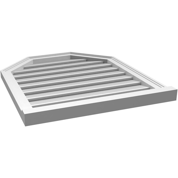 Ekena Millwork Octagonal Top Surface Mount PVC Gable Vent w/ 2"W x 2"P Brickmould Sill Frame, 26"W x 30"H - GVPOT26X3003SF