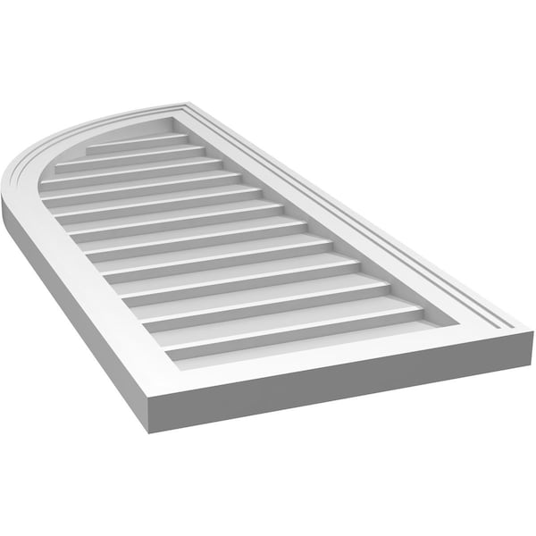 Ekena Millwork Quarter Round Top Left Surface Mount PVC Gable Vent w/ 2"W x 1-1/2"P Brickmould Frame, 16"W x 38"H - GVPQL16X3802SN