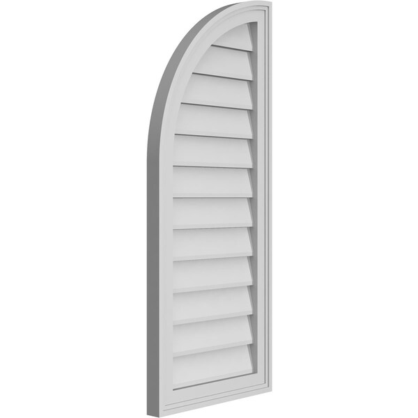 Ekena Millwork Quarter Round Top Left Surface Mount PVC Gable Vent w/ 2"W x 1-1/2"P Brickmould Frame, 16"W x 38"H - GVPQL16X3802SN