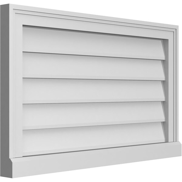 Ekena Millwork Vertical Surface Mount PVC Gable Vent w/ 2"W x 2"H , Brickmould Sill Frame, 30"W x 18"H - GVPVE30X1803SN