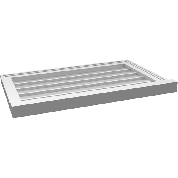 Ekena Millwork Vertical Surface Mount PVC Gable Vent w/ 2"W x 2"H , Brickmould Sill Frame, 30"W x 18"H - GVPVE30X1803SN