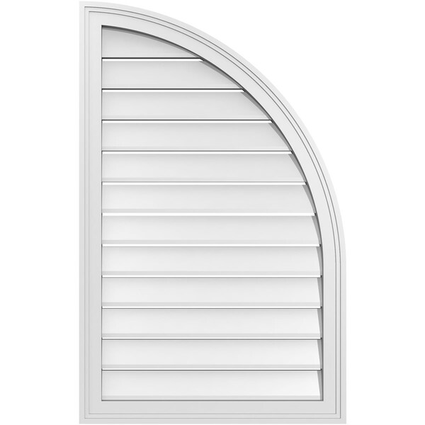 Ekena Millwork Quarter Round Top Right Surface Mount PVC Gable Vent w/ 2"W x 2"P Brickmould Sill Frame, 24"W x 38"H - GVPQR24X3803SF