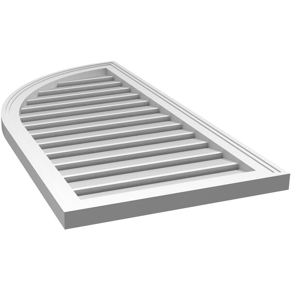 Ekena Millwork Quarter Round Top Left Surface Mount PVC Gable Vent w/ 2"W x 1-1/2"P Brickmould Frame, 20"W x 40"H - GVPQL20X4002SF