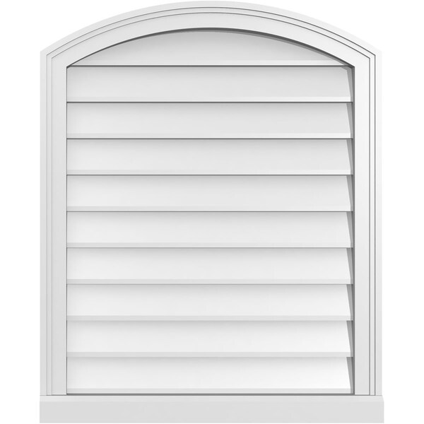 Ekena Millwork Arch Top Surface Mount PVC Gable Vent: Functional, w/ 2"W x 2"P Brickmould Sill Frame, 26"W x 32"H - GVPAR26X3203SF