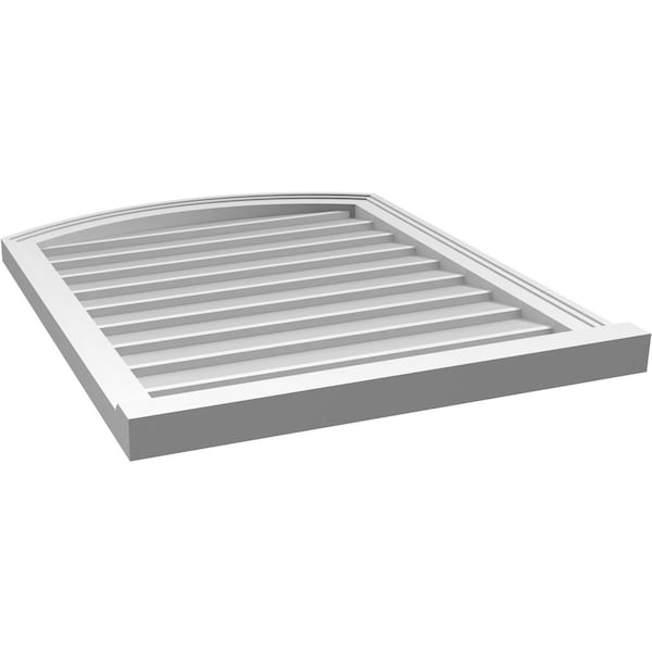 Ekena Millwork Arch Top Surface Mount PVC Gable Vent: Functional, w/ 2"W x 2"P Brickmould Sill Frame, 26"W x 32"H - GVPAR26X3203SF