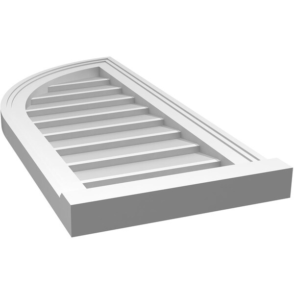 Ekena Millwork Quarter Round Top Left Surface Mount PVC Gable Vent w/ 2"W x 2"P Brickmould Sill Frame, 14"W x 30"H - GVPQL14X3003SN