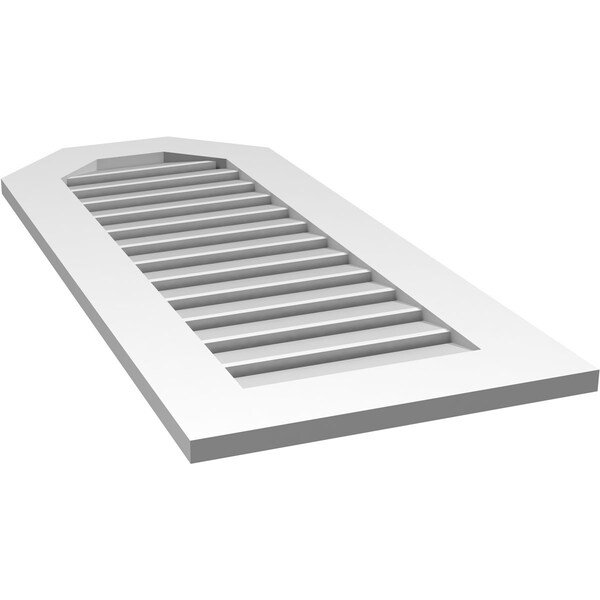 Ekena Millwork Octagonal Top Surface Mount PVC Gable Vent: Functional, w/ 3-1/2"W x 1"P Standard Frame, 18"W x 42"H - GVPOT18X4201SF