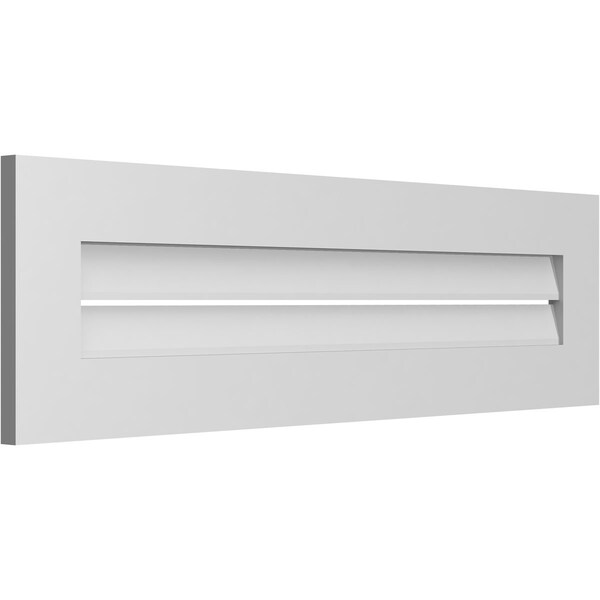 Ekena Millwork Vertical Surface Mount PVC Gable Vent: Functional, w/ 3-1/2"W x 1"P Standard Frame, 42"W x 12"H - GVPVE42X1201SF