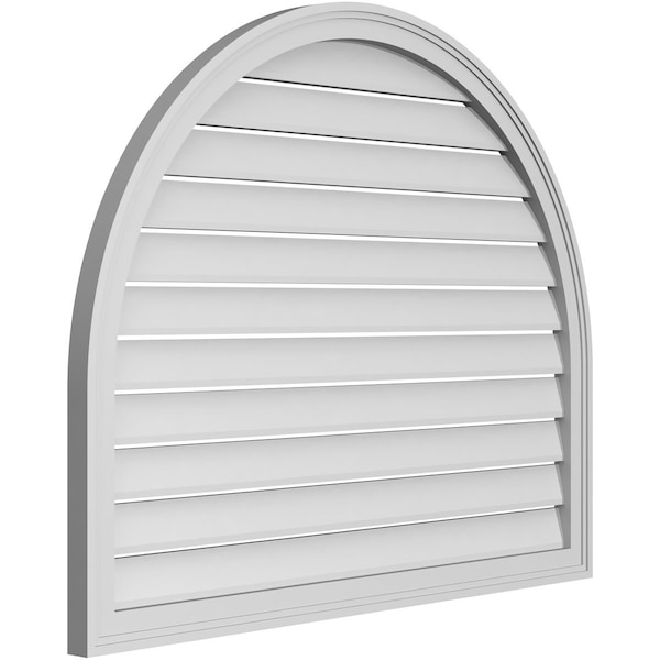 Ekena Millwork Round Top Surface Mount PVC Gable Vent: Functional, w/ 2"W x 1-1/2"P Brickmould Frame, 42"W x 34"H - GVPRT42X3402SF