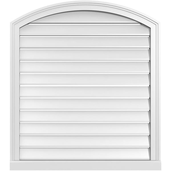 Ekena Millwork Arch Top Surface Mount PVC Gable Vent w/ 2"W x 2"P Brickmould Sill Frame, 32"W x 34"H - GVPAR32X3403SN