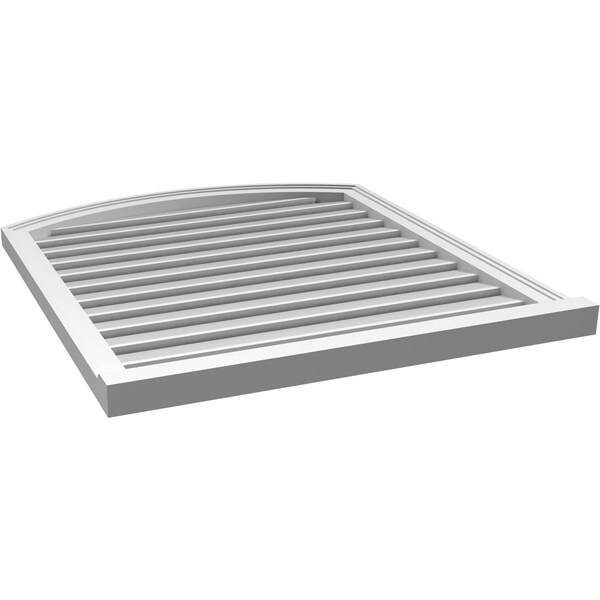 Ekena Millwork Arch Top Surface Mount PVC Gable Vent w/ 2"W x 2"P Brickmould Sill Frame, 32"W x 34"H - GVPAR32X3403SN