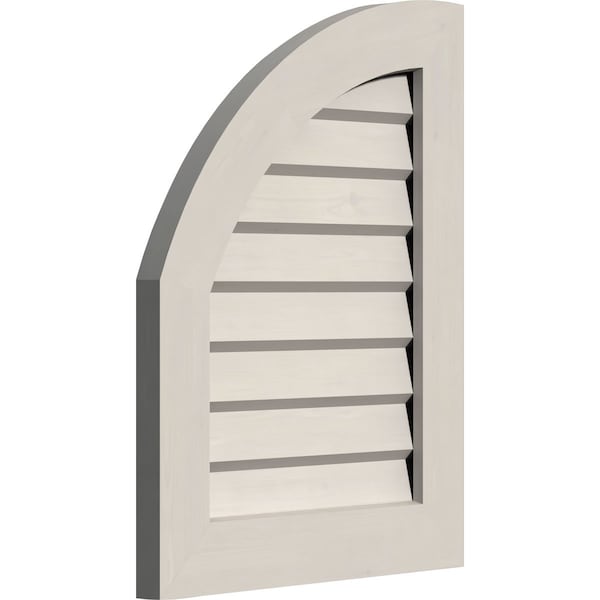 Ekena Millwork Quarter Round Top Left, Western Red Cedar Gable Vent w/Decorative Face Frame, 10"W x 32"H - GVWQL10X3202SDPWR