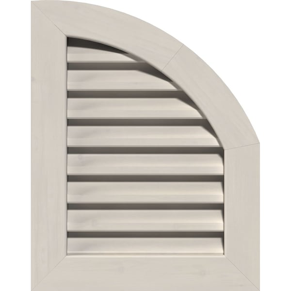 Ekena Millwork Quarter Round Top Right Primed, Functional, Pine Gable Vent w/ 1" x 4" Flat Trim Frame, 08"W x 20"H - GVWQR08X2001SFPPI