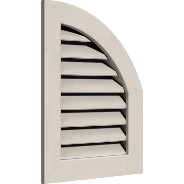 Ekena Millwork Quarter Round Top Right Primed, Functional, Pine Gable Vent w/ 1" x 4" Flat Trim Frame, 08"W x 20"H - GVWQR08X2001SFPPI