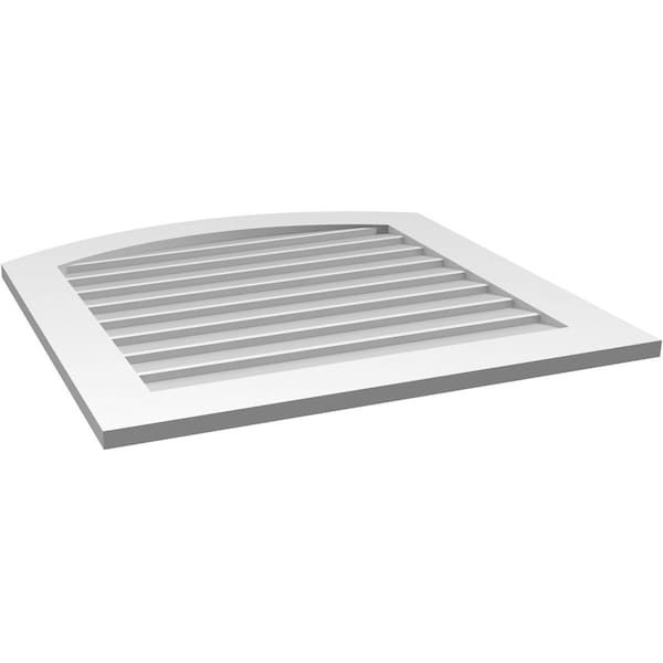 Ekena Millwork Arch Top Surface Mount PVC Gable Vent: Functional, w/ 3-1/2"W x 1"P Standard Frame, 32"W x 32"H - GVPAR32X3201SF