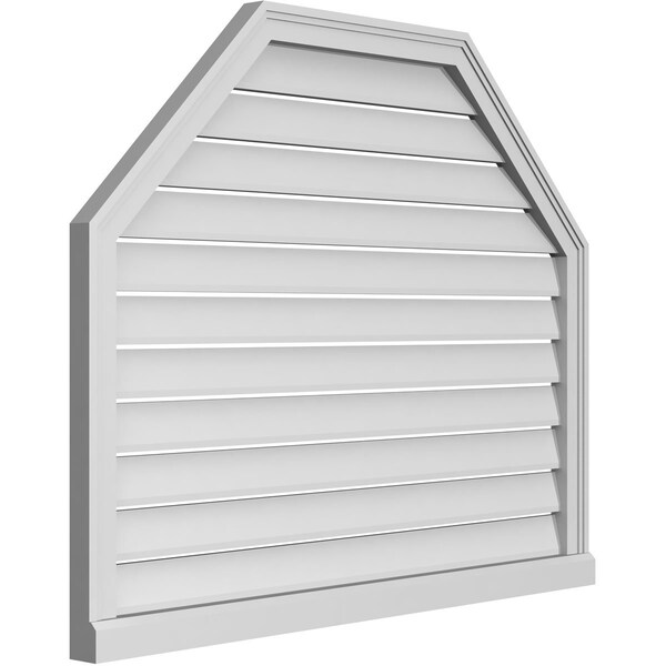 Ekena Millwork Octagonal Top Surface Mount PVC Gable Vent w/ 2"W x 2"P Brickmould Sill Frame, 42"W x 34"H - GVPOT42X3403SF
