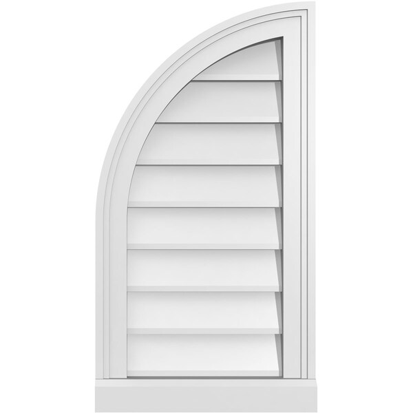 Ekena Millwork Quarter Round Top Left Surface Mount PVC Gable Vent w/ 2"W x 2"P Brickmould Sill Frame, 14"W x 26"H - GVPQL14X2603SN