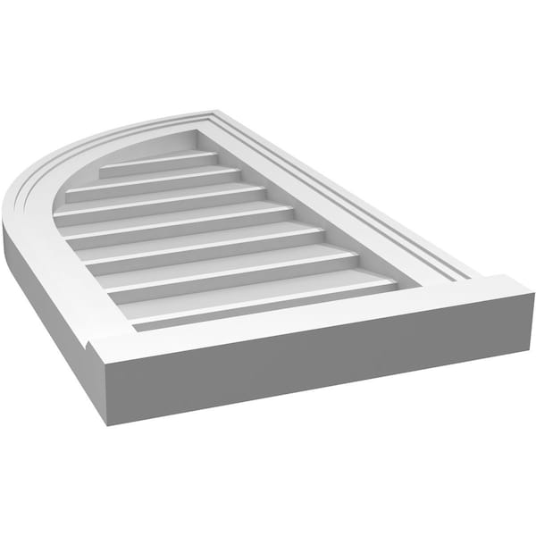 Ekena Millwork Quarter Round Top Left Surface Mount PVC Gable Vent w/ 2"W x 2"P Brickmould Sill Frame, 14"W x 26"H - GVPQL14X2603SN