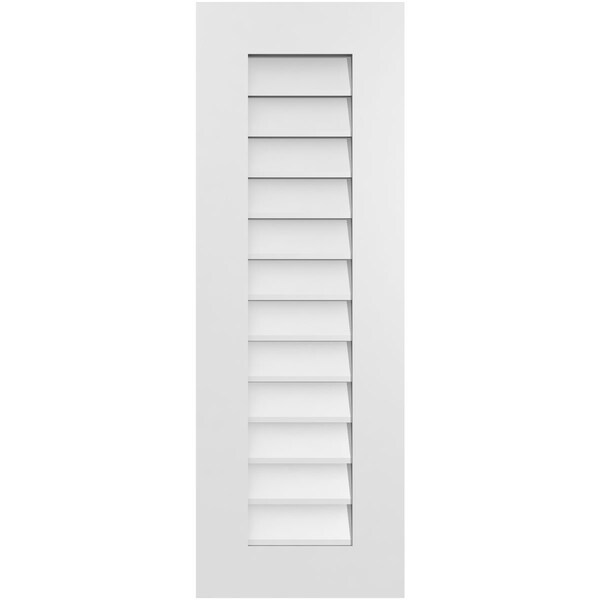 Ekena Millwork Vertical Surface Mount PVC Gable Vent: Non-Functional, w/ 3-1/2"W x 1"P Standard Frame, 14"W x 40"H - GVPVE14X4001SN