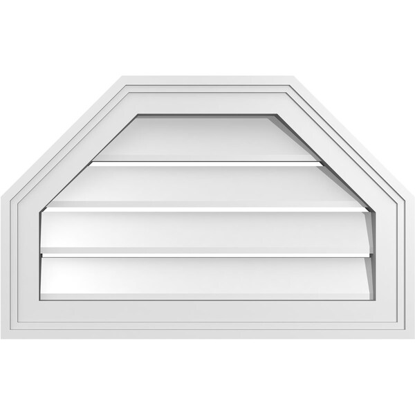 Ekena Millwork Octagonal Top Surface Mount PVC Gable Vent w/ 2"W x 1-1/2"P Brickmould Frame, 22"W x 14"H - GVPOT22X1402SF