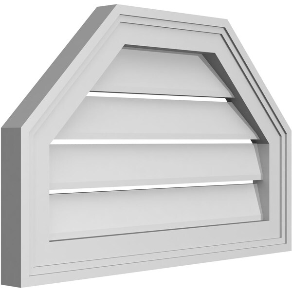 Ekena Millwork Octagonal Top Surface Mount PVC Gable Vent w/ 2"W x 1-1/2"P Brickmould Frame, 22"W x 14"H - GVPOT22X1402SF