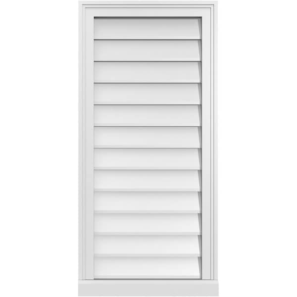 Ekena Millwork Vertical Surface Mount PVC Gable Vent w/ 2"W x 2"H , Brickmould Sill Frame, 18"W x 38"H - GVPVE18X3803SN