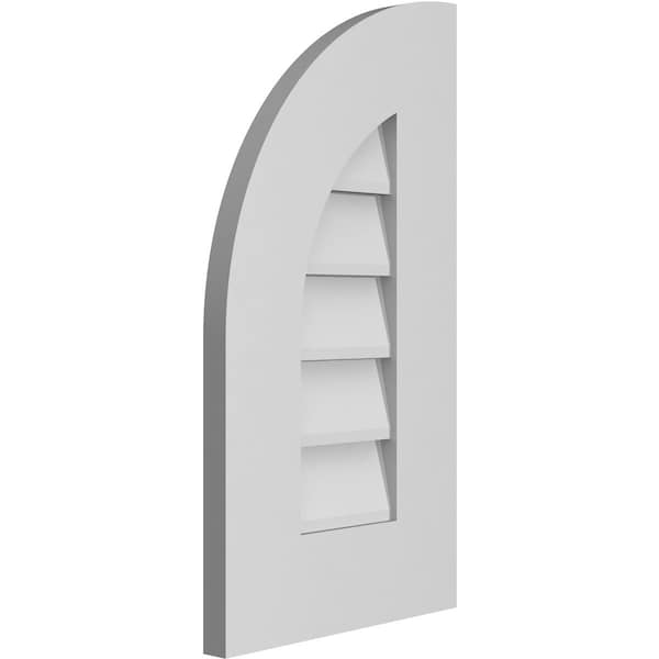 Ekena Millwork Quarter Round Top Left Surface Mount PVC Gable Vent w/ 3-1/2"W x 1"P Standard Frame, 12"W x 22"H - GVPQL12X2201SN