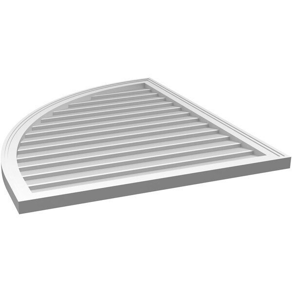 Ekena Millwork Quarter Round Top Left Surface Mount PVC Gable Vent w/ 2"W x 1-1/2"P Brickmould Frame, 34"W x 40"H - GVPQL34X4002SN