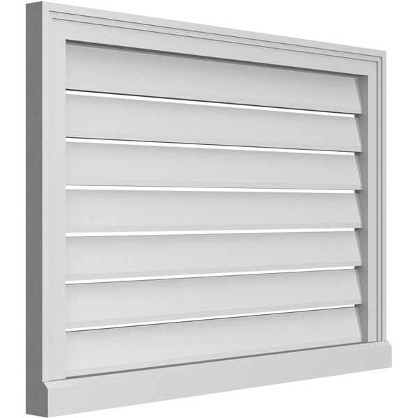 Ekena Millwork Vertical Surface Mount PVC Gable Vent: Functional, w/ 2"W x 2"P Brickmould Sill Frame, 34"W x 24"H - GVPVE34X2403SF