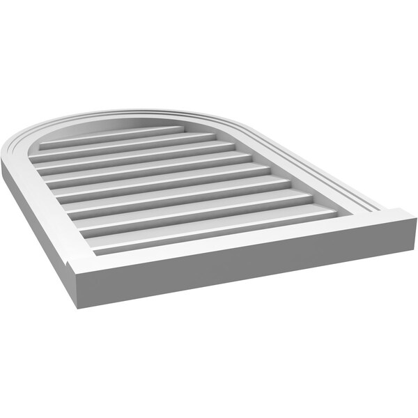 Ekena Millwork Round Top Surface Mount PVC Gable Vent: Functional, w/ 2"W x 2"P Brickmould Sill Frame, 20"W x 30"H - GVPRT20X3003SF