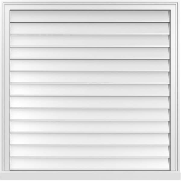 Ekena Millwork Vertical Surface Mount PVC Gable Vent w/ 2"W x 2"H , Brickmould Sill Frame, 40"W x 40"H - GVPVE40X4003SN