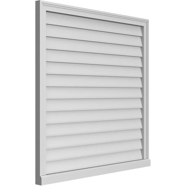 Ekena Millwork Vertical Surface Mount PVC Gable Vent w/ 2"W x 2"H , Brickmould Sill Frame, 40"W x 40"H - GVPVE40X4003SN