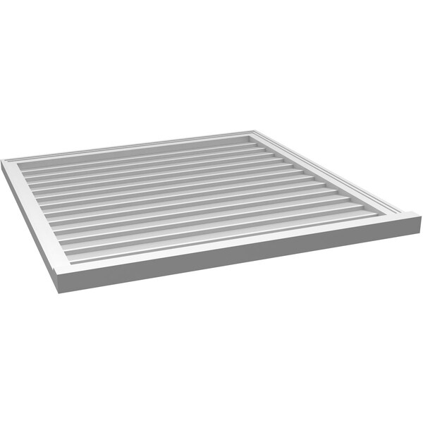 Ekena Millwork Vertical Surface Mount PVC Gable Vent w/ 2"W x 2"H , Brickmould Sill Frame, 40"W x 40"H - GVPVE40X4003SN