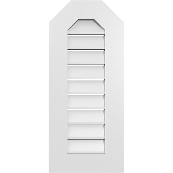 Ekena Millwork Octagonal Top Surface Mount PVC Gable Vent: Functional, w/ 3-1/2"W x 1"P Standard Frame, 14"W x 32"H - GVPOT14X3201SF