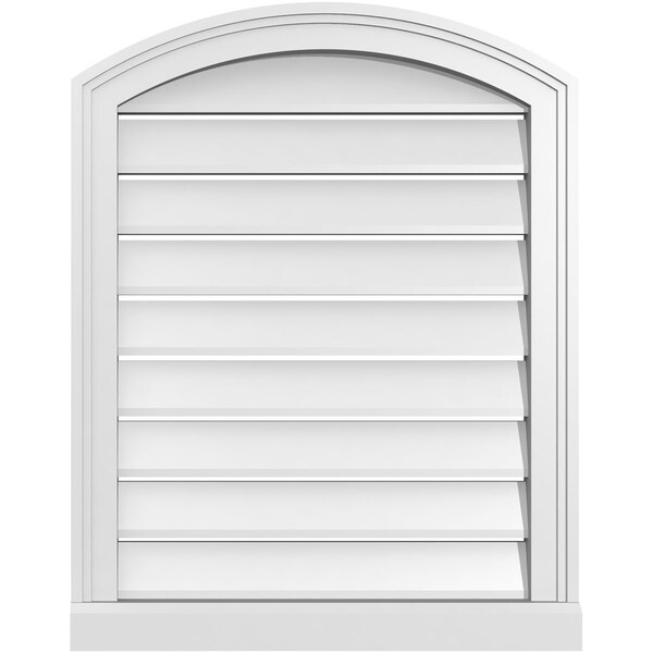 Ekena Millwork Arch Top Surface Mount PVC Gable Vent w/ 2"W x 2"P Brickmould Sill Frame, 22"W x 26"H - GVPAR22X2603SN