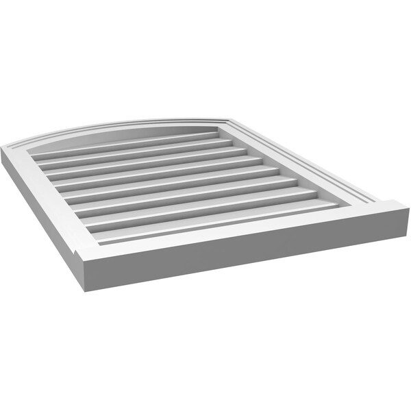 Ekena Millwork Arch Top Surface Mount PVC Gable Vent w/ 2"W x 2"P Brickmould Sill Frame, 22"W x 26"H - GVPAR22X2603SN