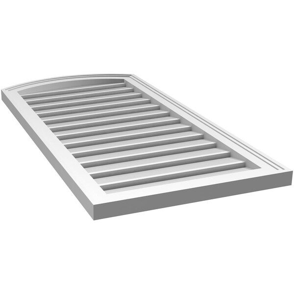 Ekena Millwork Arch Top Surface Mount PVC Gable Vent: Non-Functional, w/2"W x 1-1/2"P Brickmould Frame, 20"W x 38"H - GVPAR20X3802SN