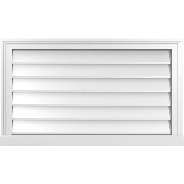 Ekena Millwork Vertical Surface Mount PVC Gable Vent w/ 2"W x 2"H , Brickmould Sill Frame, 34"W x 20"H - GVPVE34X2003SN