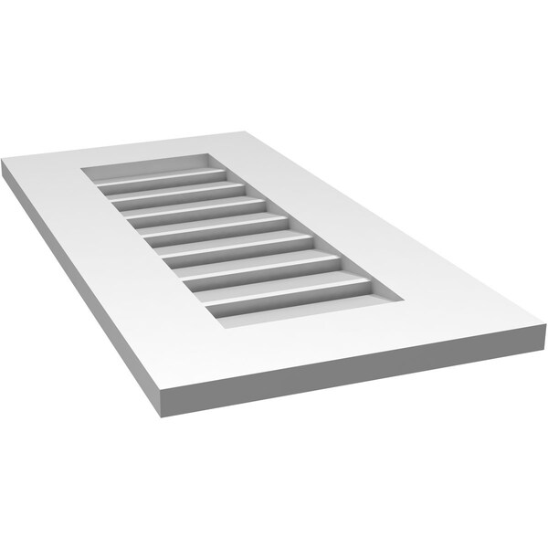 Ekena Millwork Vertical Surface Mount PVC Gable Vent: Functional, w/ 3-1/2"W x 1"P Standard Frame, 14"W x 28"H - GVPVE14X2801SF