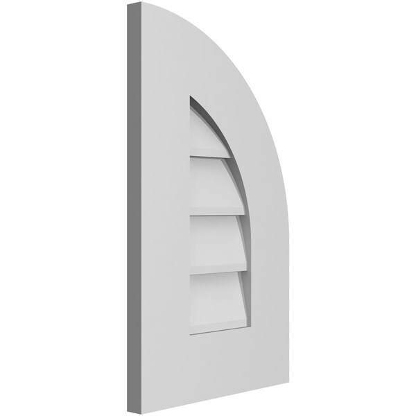 Ekena Millwork Quarter Round Top Right Surface Mount PVC Gable Vent w/ 3-1/2"W x 1"P Standard Frame, 12"W x 20"H - GVPQR12X2001SN