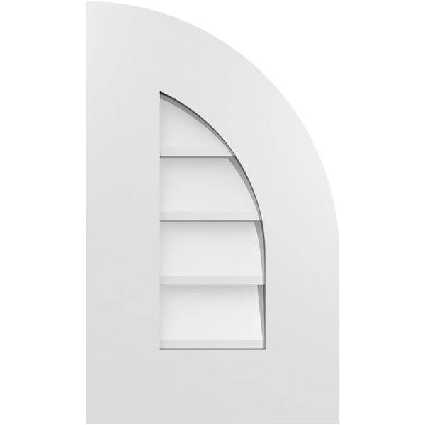 Ekena Millwork Quarter Round Top Right Surface Mount PVC Gable Vent w/ 3-1/2"W x 1"P Standard Frame, 12"W x 20"H - GVPQR12X2001SN