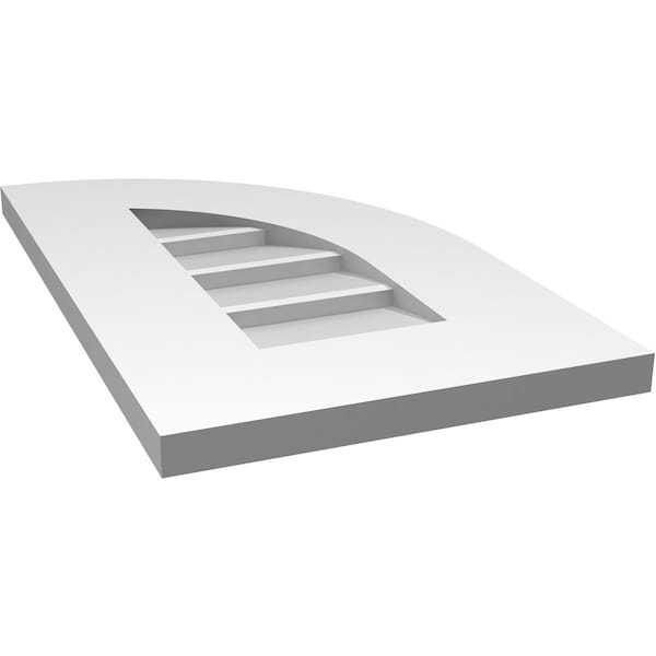 Ekena Millwork Quarter Round Top Right Surface Mount PVC Gable Vent w/ 3-1/2"W x 1"P Standard Frame, 12"W x 20"H - GVPQR12X2001SN