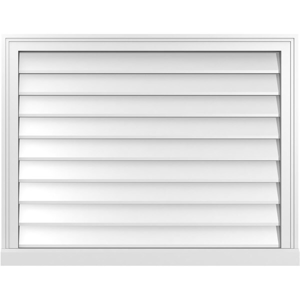 Ekena Millwork Vertical Surface Mount PVC Gable Vent w/ 2"W x 2"H , Brickmould Sill Frame, 36"W x 28"H - GVPVE36X2803SN