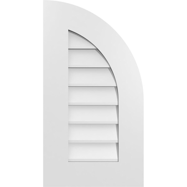 Ekena Millwork Quarter Round Top Right Surface Mount PVC Gable Vent w/ 3-1/2"W x 1"P Standard Frame, 14"W x 26"H - GVPQR14X2601SN