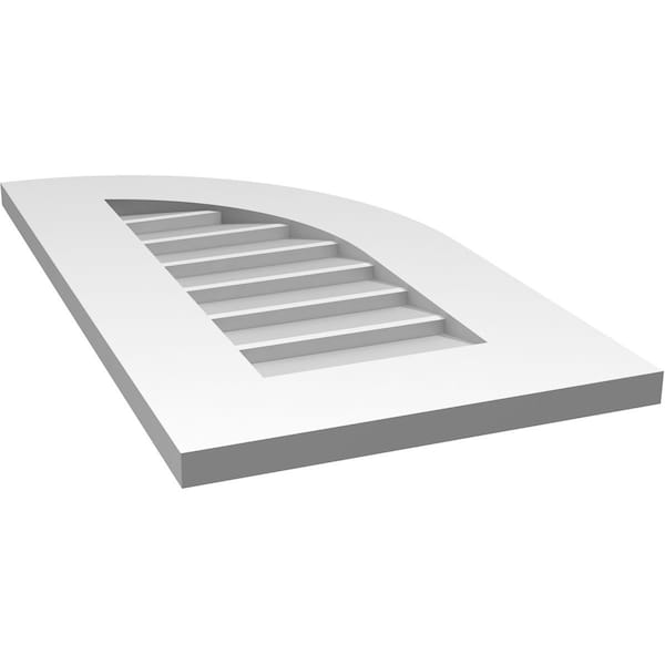 Ekena Millwork Quarter Round Top Right Surface Mount PVC Gable Vent w/ 3-1/2"W x 1"P Standard Frame, 14"W x 26"H - GVPQR14X2601SN