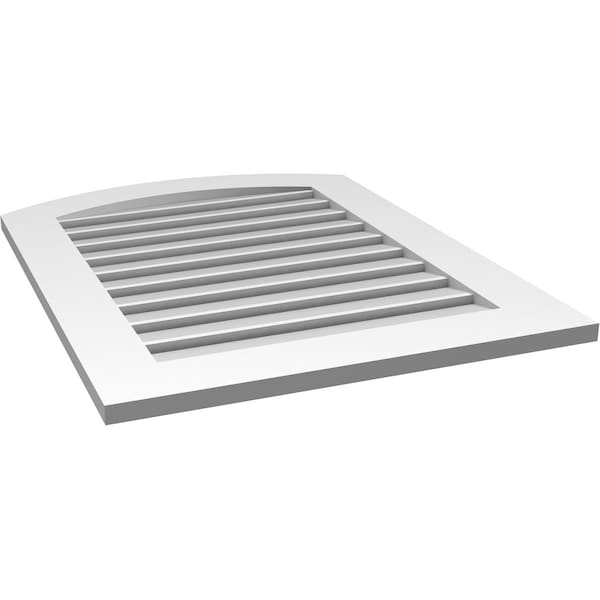 Ekena Millwork Arch Top Surface Mount PVC Gable Vent: Non-Functional, w/ 3-1/2"W x 1"P Standard Frame, 26"W x 32"H - GVPAR26X3201SN