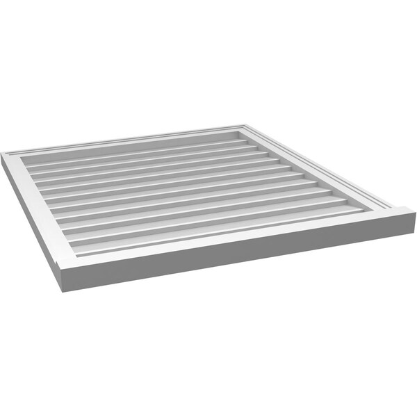 Ekena Millwork Vertical Surface Mount PVC Gable Vent w/ 2"W x 2"H , Brickmould Sill Frame, 32"W x 34"H - GVPVE32X3403SN