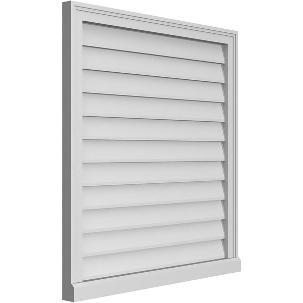 Ekena Millwork Vertical Surface Mount PVC Gable Vent w/ 2"W x 2"H , Brickmould Sill Frame, 32"W x 34"H - GVPVE32X3403SN