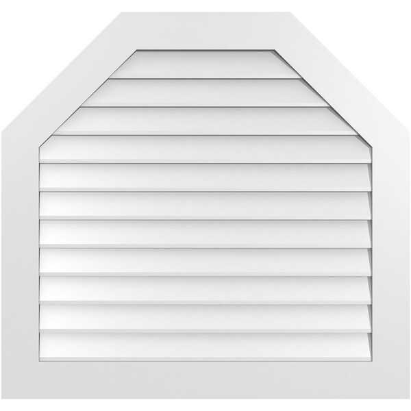 Ekena Millwork Octagonal Top Surface Mount PVC Gable Vent w/ 3-1/2"W x 1"P Standard Frame, 38"W x 36"H - GVPOT38X3601SN